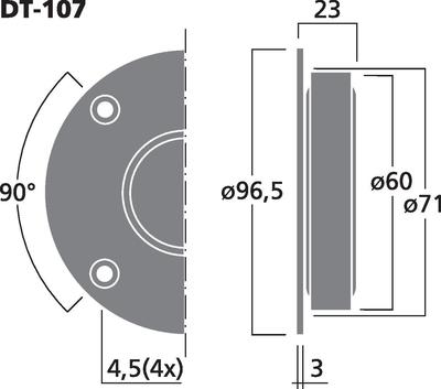 MONACOR DT-107 Hi-Fi-Kalottenhochtöner, 80 W, 8 O