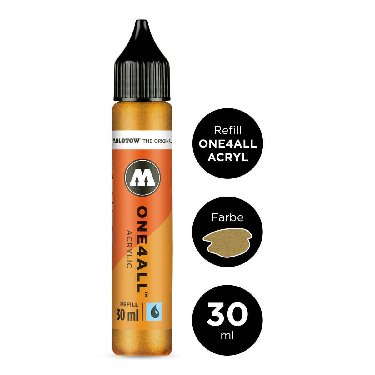 Molotow Nachfüllflasche ONE4ALL ACRYLIC 30 ml, Nr. 228, metallic gold 