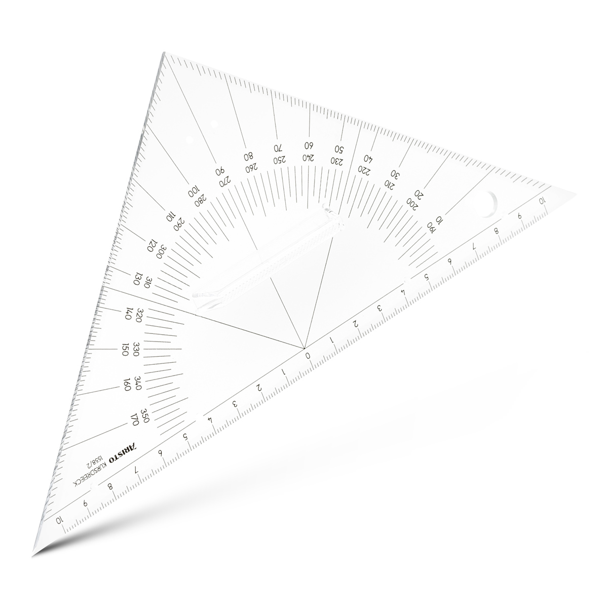 Aristo Kursdreieck 22,5 cm mit Griff, Winkelskalen 360°/1 