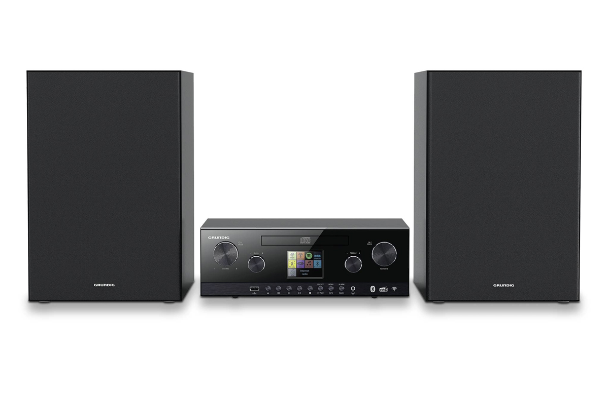 Grundig CMS 5000 BT DAB+ WEB Audio-Mini-Anlage schwarz, CD-Player, 2x 50 Watt, 3-Wege-System, Wecker
