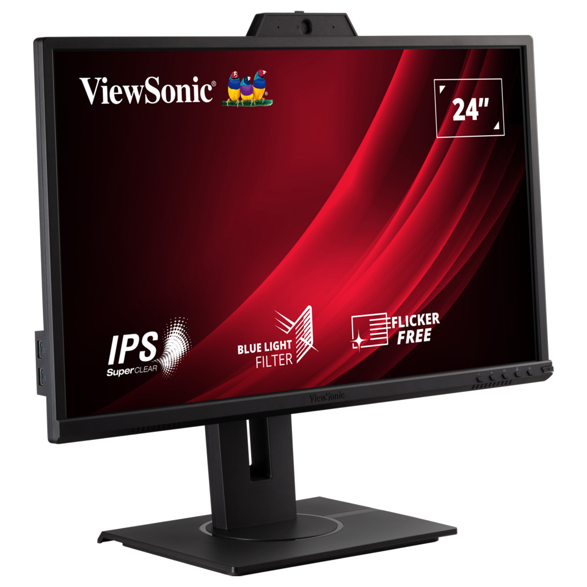 ViewSonic VG2440V 23,8'' (60cm) Full HD IPS Videokonferenz Monitor Full-HD Webcam + Mikrofon integriert