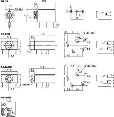 MONACOR PG-203JN Stereo-3,5-mm-Klinken-Einbaubuchse