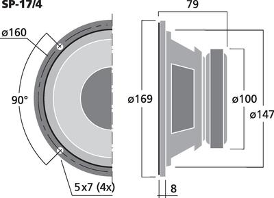 MONACOR SP-17/4 Universallautsprecher, 30 W, 4 O