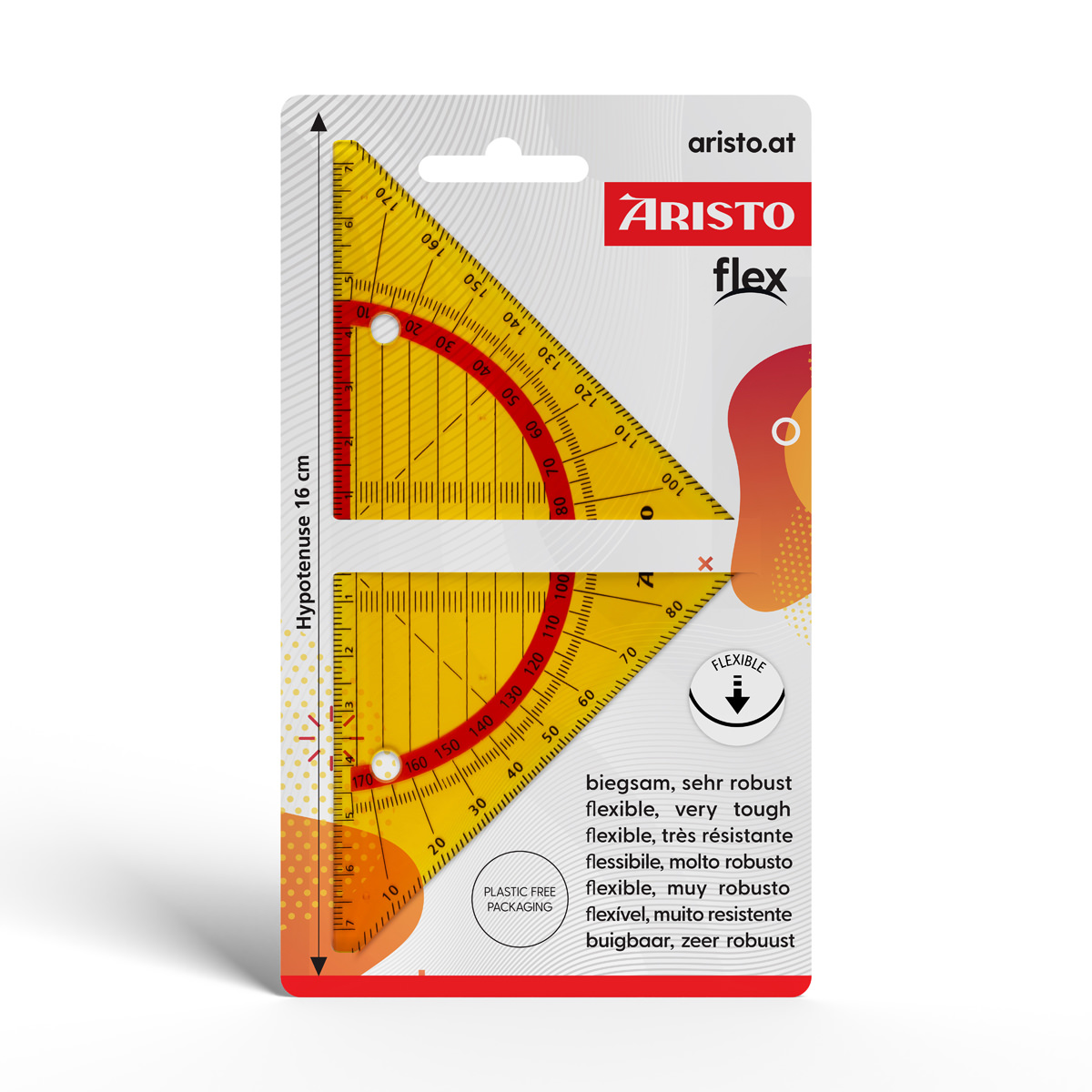 Aristo Flex Geometrie Dreieck 16 cm biegsam, Hyp. 16 cm, neonorange 