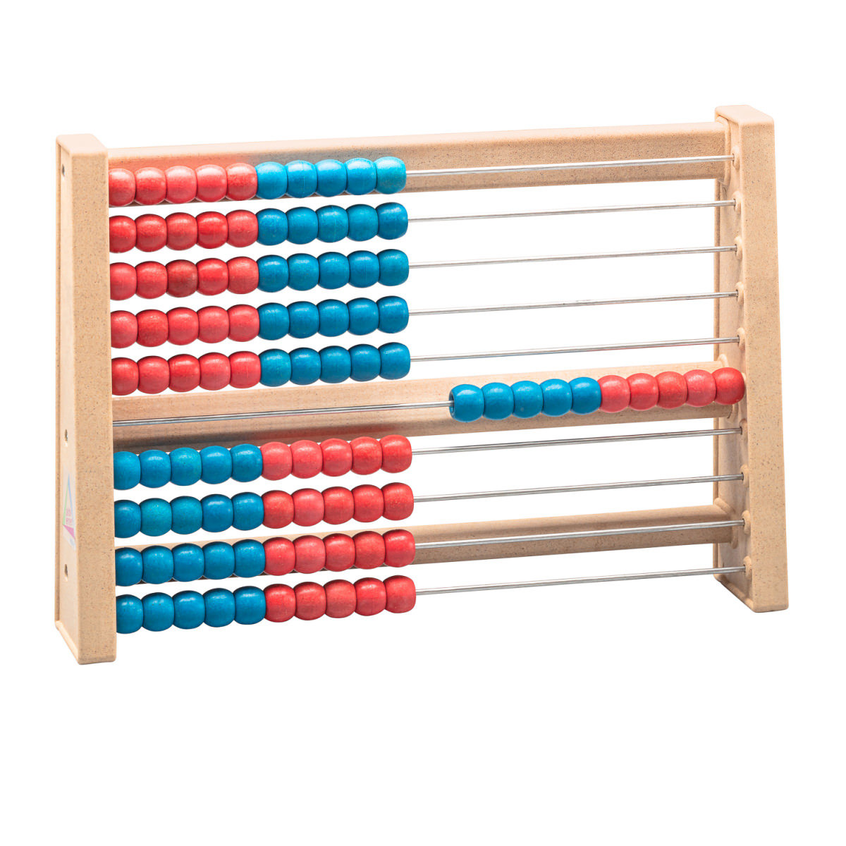 Wissner Rechenrahmen 100er Zahlenraum, Reihen 5x rot-blau & 5x blau-rot, mit Fokus auf 5er & 10er Struktur