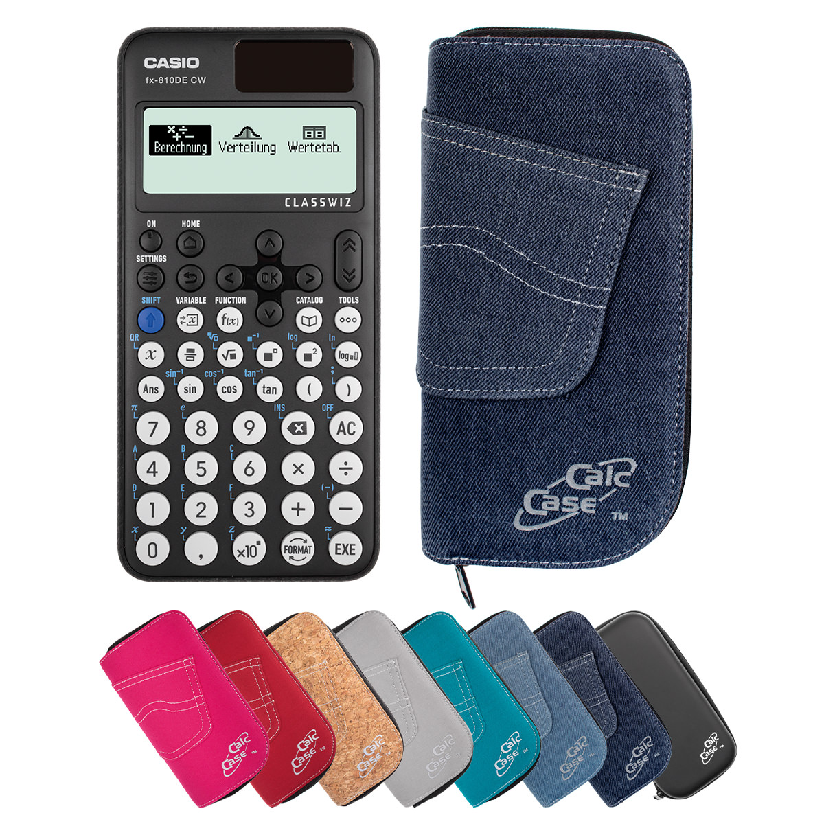 Casio FX-810 DE X Schulrechner mit Schutztasche dunkelblau 