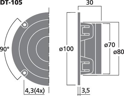 MONACOR DT-105 Hi-Fi-Kalottenhochtöner, 30 W, 8 O