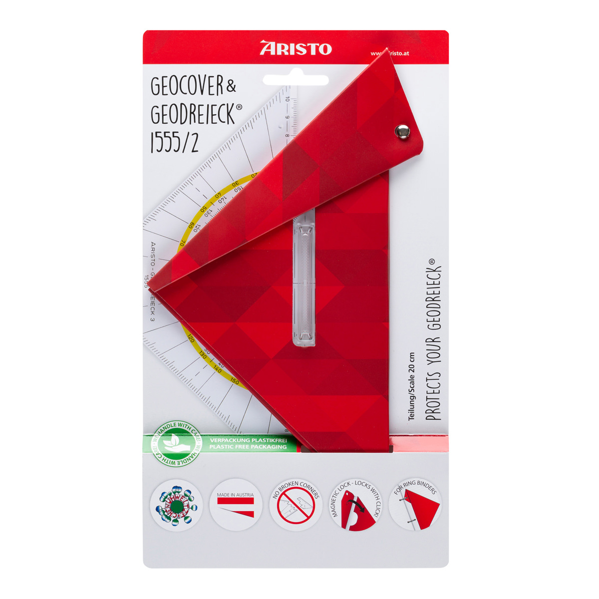 Aristo Geocover 22,5 cm mit Geodreieck AR1552/2 + Schutzhülle Motiv Basic 