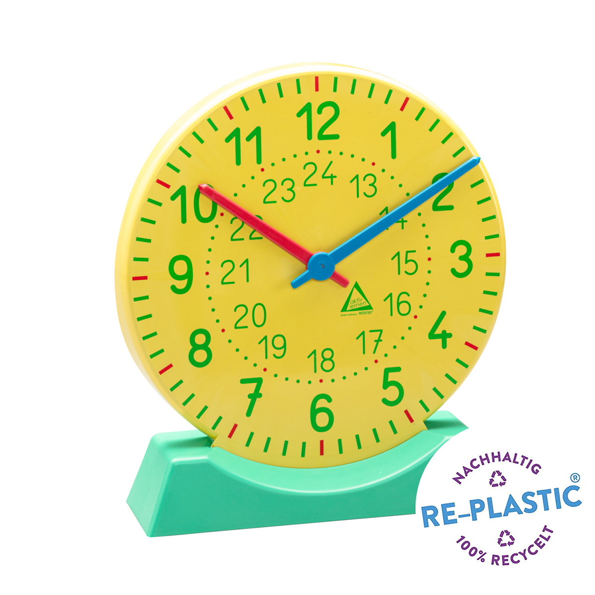 Wissner Lernuhr 27 cm Durchmesser, Unterrichtsuhr mit Standfuß und exaktem Zeigerwerk  Wissner Lernuhr 27 cm Durchmesser, Unterrichtsuhr mit Standfuß und exaktem Zeigerwerk