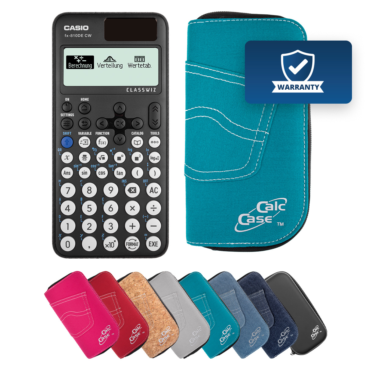 Casio FX-810 DE CW Schulrechner mit Schutztasche türkis 