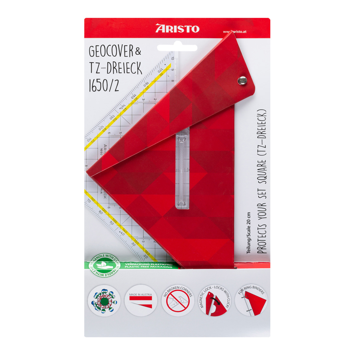 Aristo Geocover 22,5 cm mit TZ-Dreieck AR1650/2 + Schutzhülle Motiv Basic 