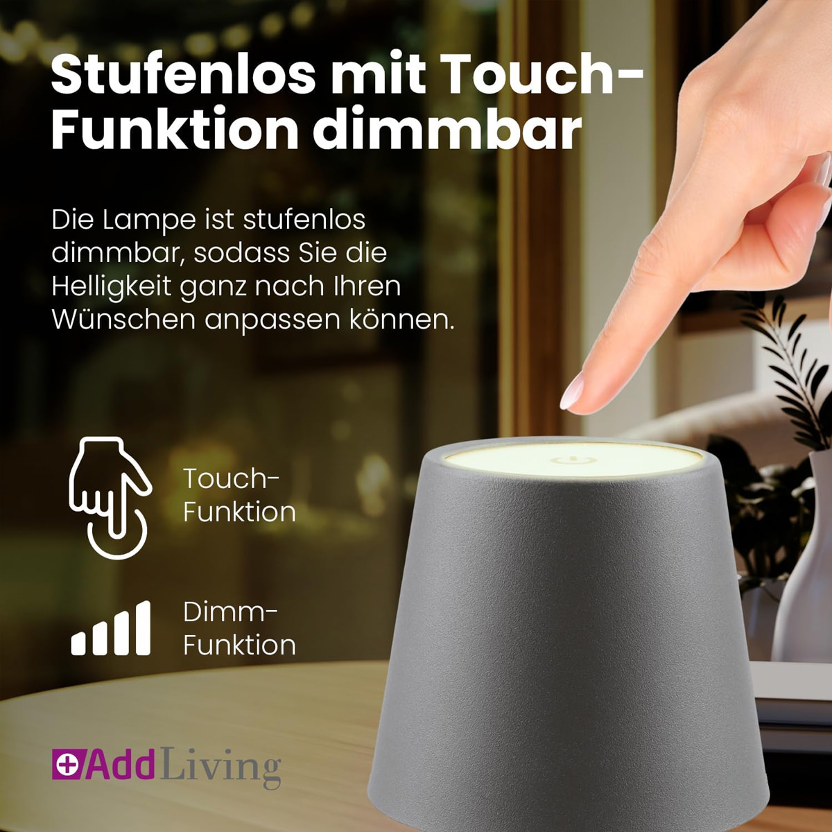 AddLiving LED Flaschenleuchte Grau 