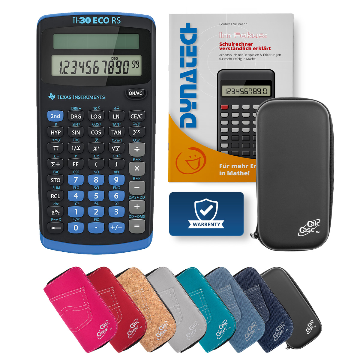 TI-30 ECO RS Schulrechner Classic Bundle mit Schutztasche und Fachbuch 