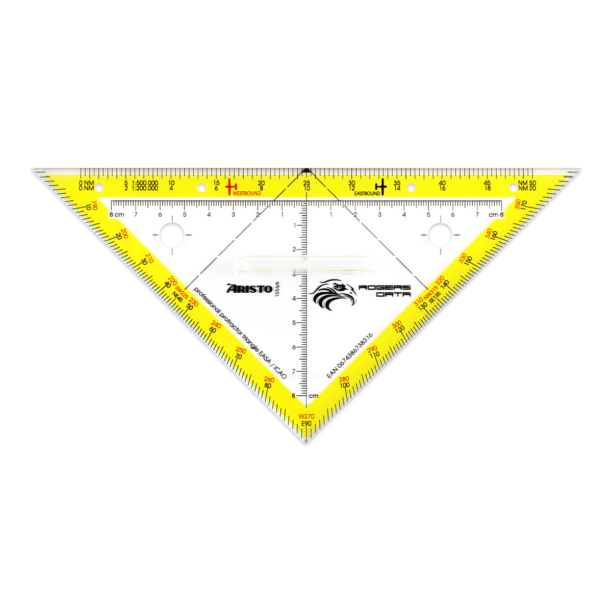 Aristo Navigationsdreieck 22,5 cm, Winkelskale 360/1°, Maßskala 20 cm 