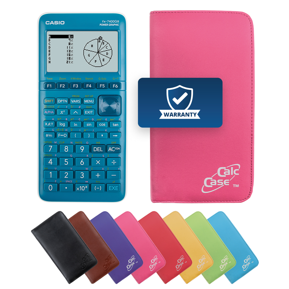 Casio FX-7400 G III Grafikrechner und Schutztasche pink 