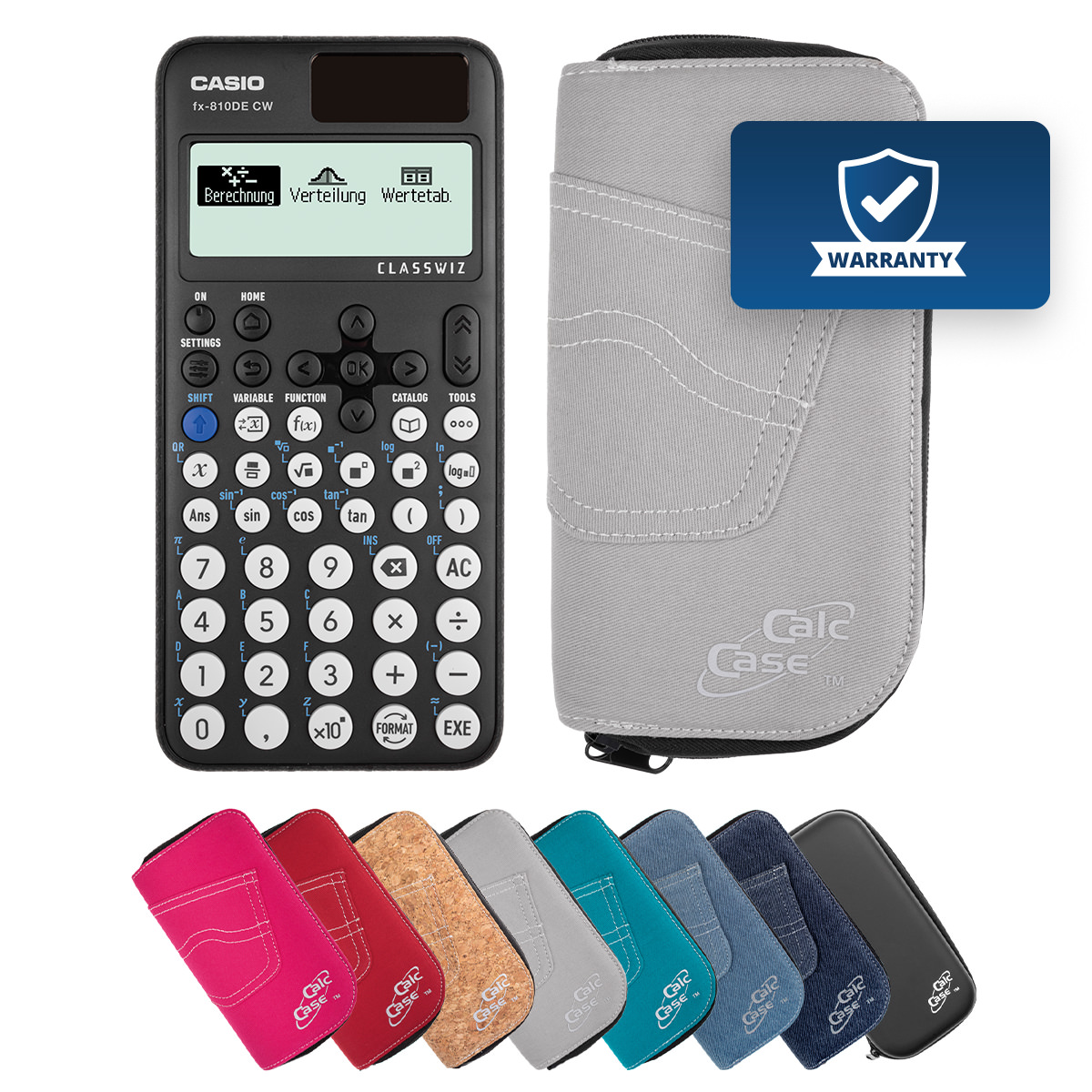 Casio FX-810 DE CW Schulrechner mit Schutztasche hellgrau 