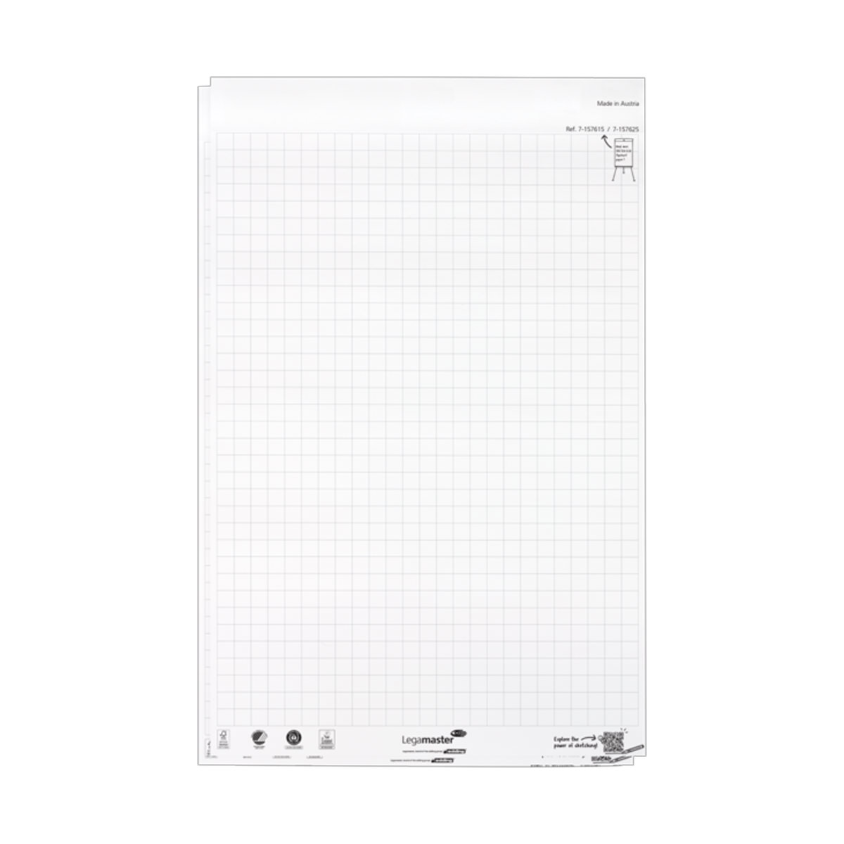 Legamaster 7-157625 Flipchart-Papierblock SKETCH ECO, Raster, 2x 50 Blatt