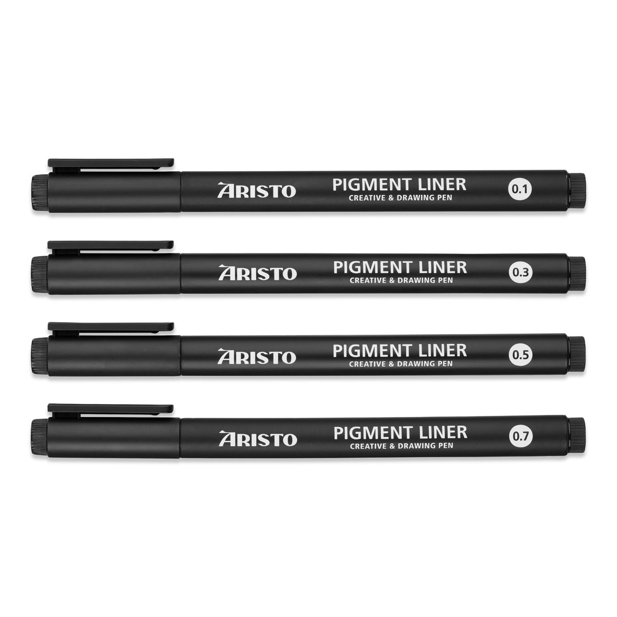 Aristo Pigment Liner 4er-Set schwarz, Stärken 0,1/0,3/0,5/0,7 mm 