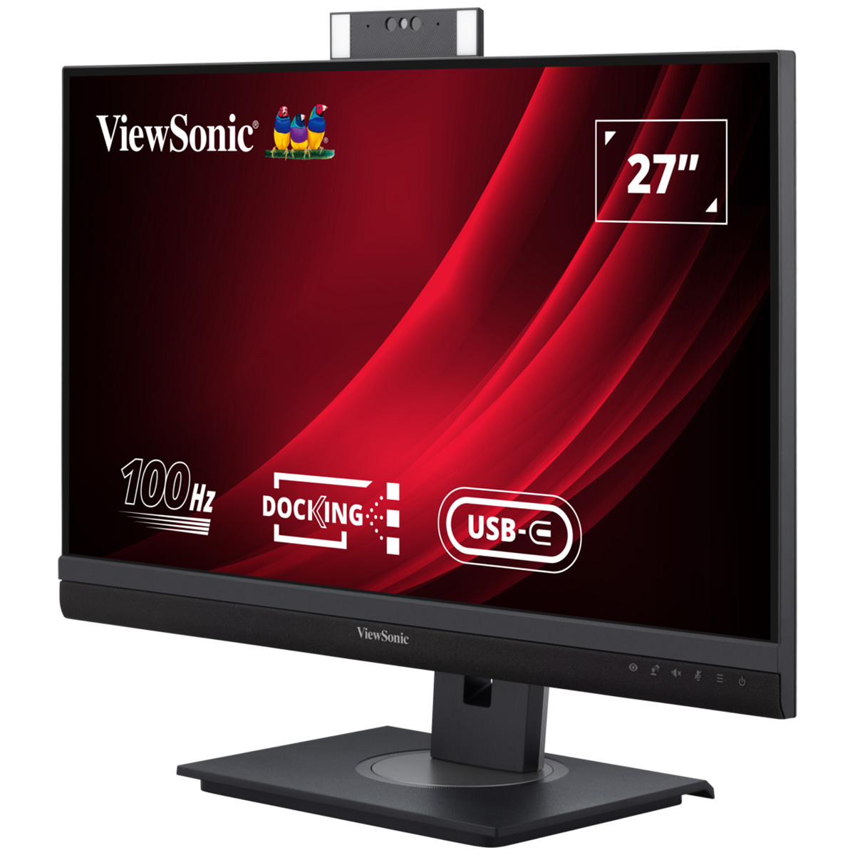 ViewSonic VG2757V-2K, 27'' (69cm) QHD 100Hz Videokonferenz-Docking-Monitor, Windows Hello, Zoom®-zertifizierter Pop-up-Webcam