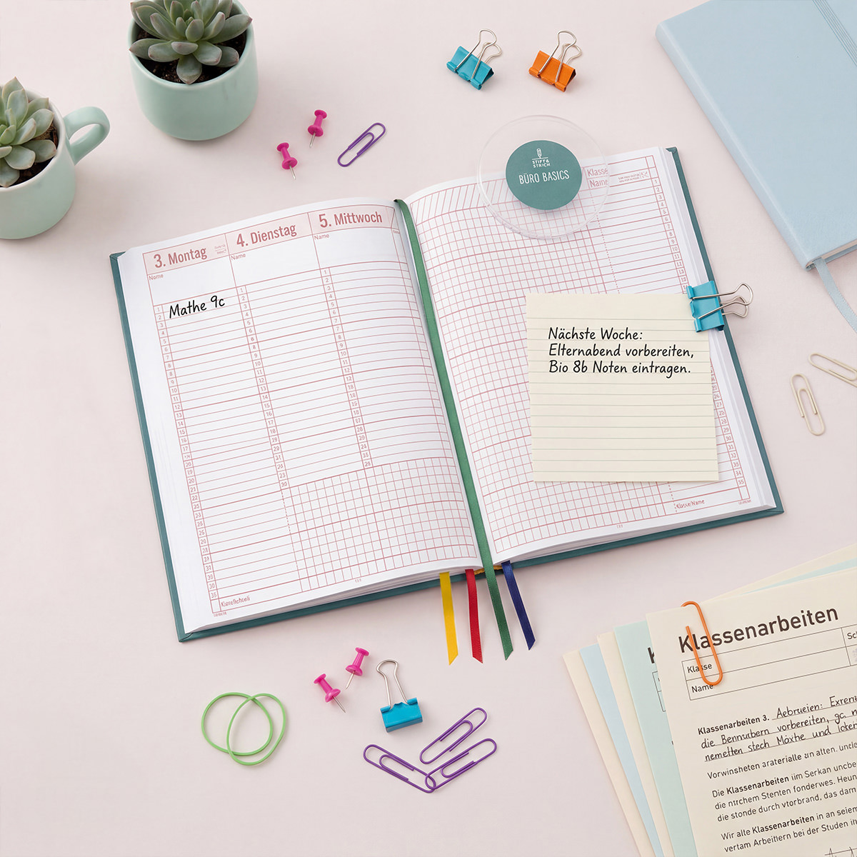 Lehrerkalender A5+ 2026/2027 mit Büro Basic Set - Stift & Strich 