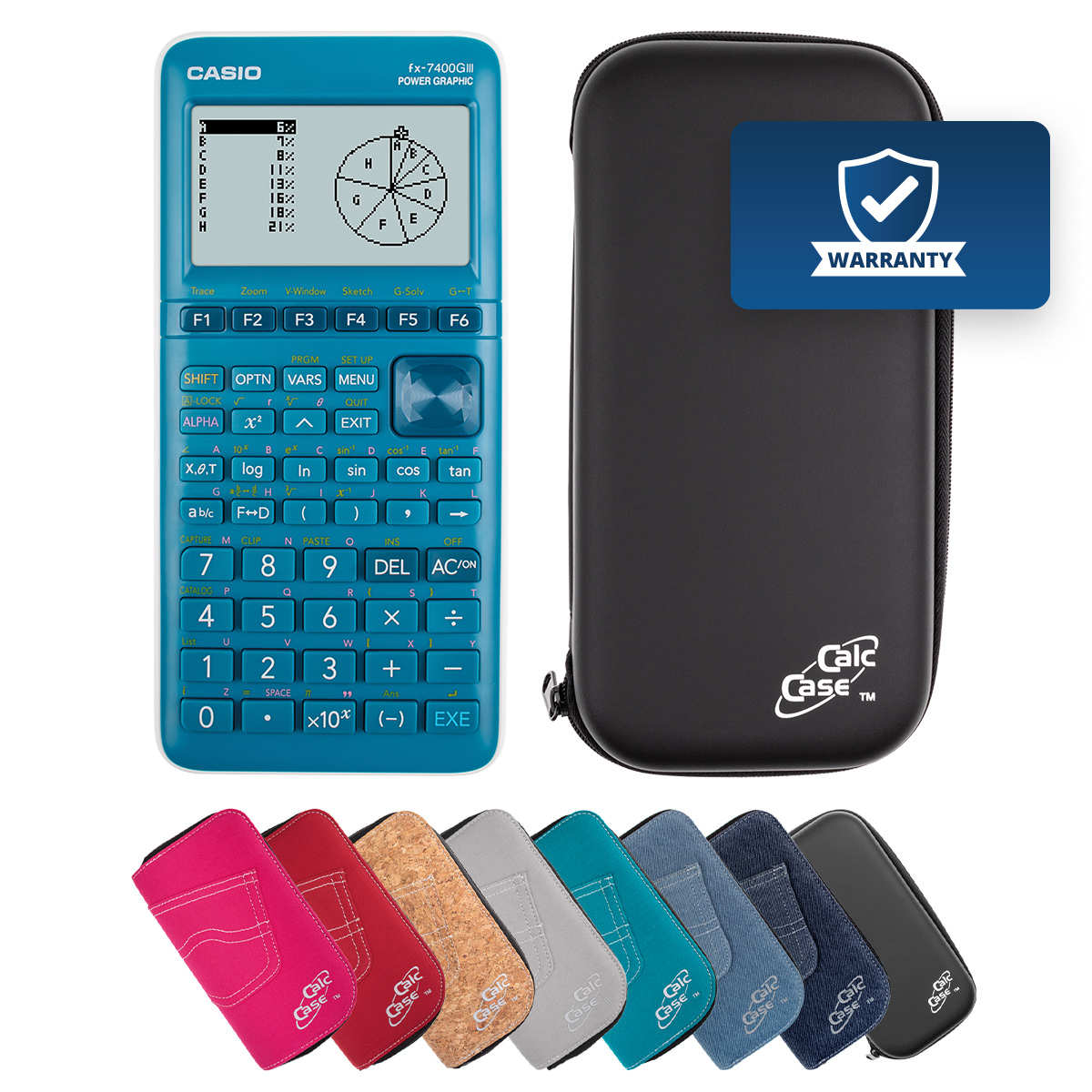 Casio FX-7400 G III Grafikrechner Basic Bundle mit Schutztasche 