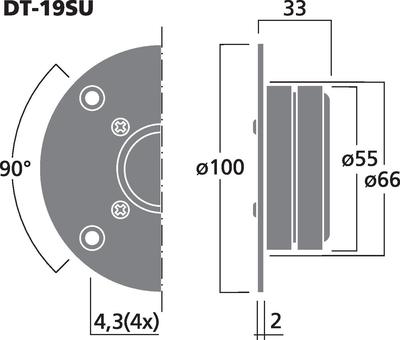 MONACOR DT-19SU Hi-Fi-Kalottenhochtöner, 50 WRMS, 8 O