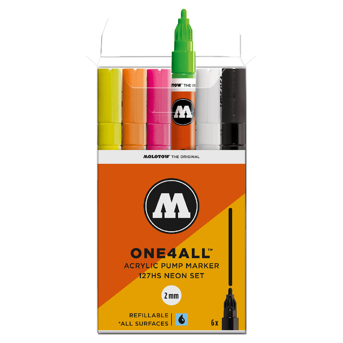 Molotow Acrylmarker ONE4ALL ACRYLIC 127HS 6er Etui, Neon Set, sortiert 