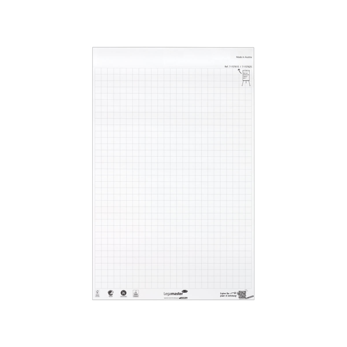 Legamaster 7-157615 Flipchart-Papierblock SKETCH ECO, Raster, 5x 50 Blatt