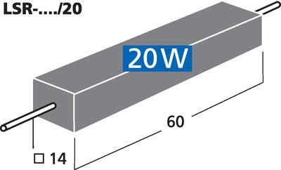 MONACOR LSR-10/20 Hochlast-Zementwiderstand, 1,0 Ω, 20 Watt