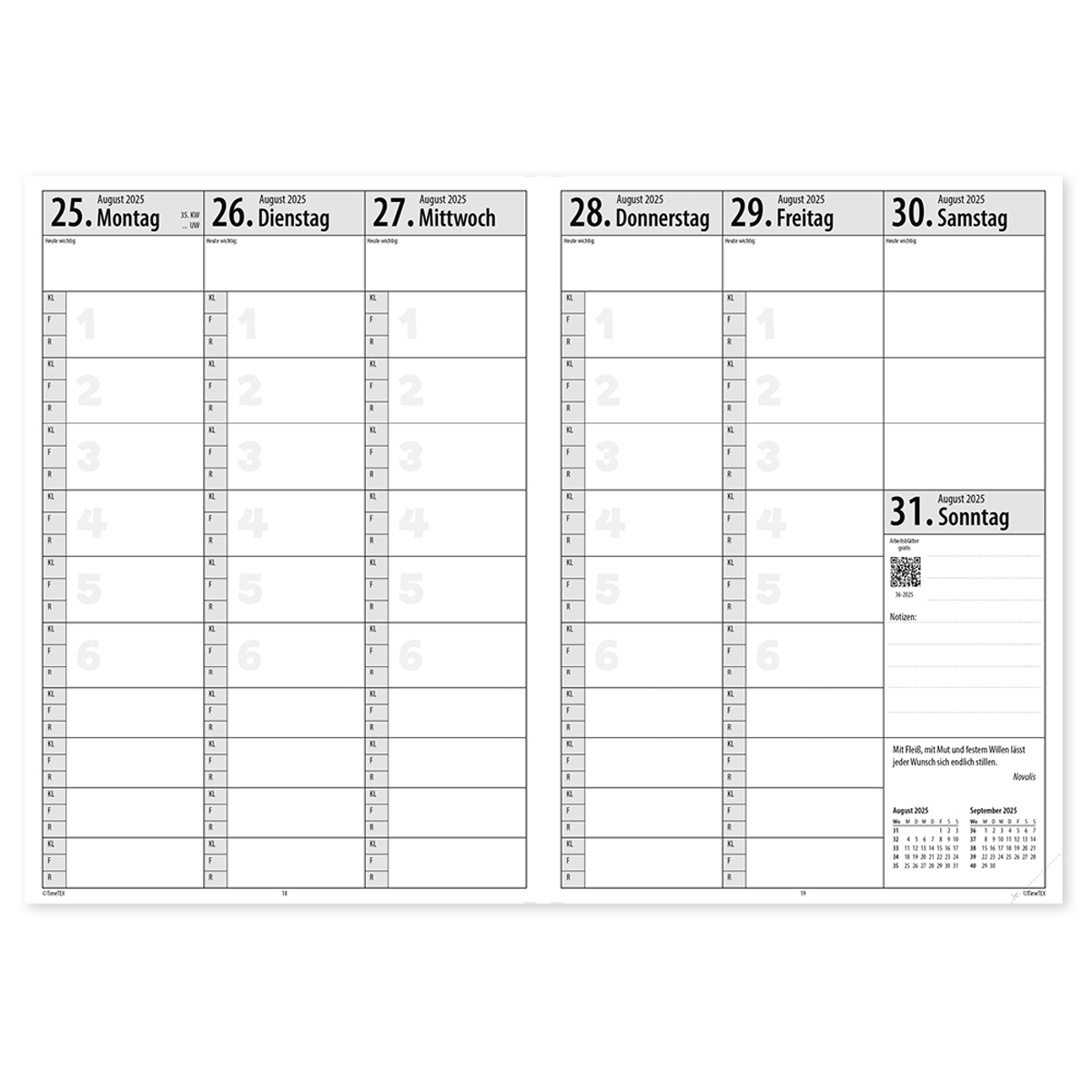 TimeTEX Natura-Schulplaner 2025/2026 in A4, 2 Lineal-Lesezeichen, naturbelassenes Karton-Cover