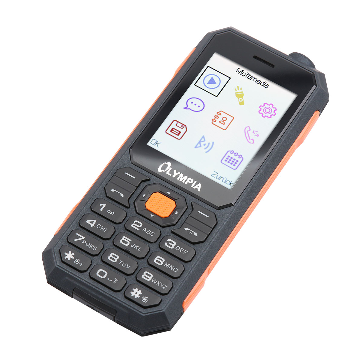 Olympia Active Outdoor Mobiltelefon schwarz/orange I Kamera I Bildkurzwahl I SOS-Taste 