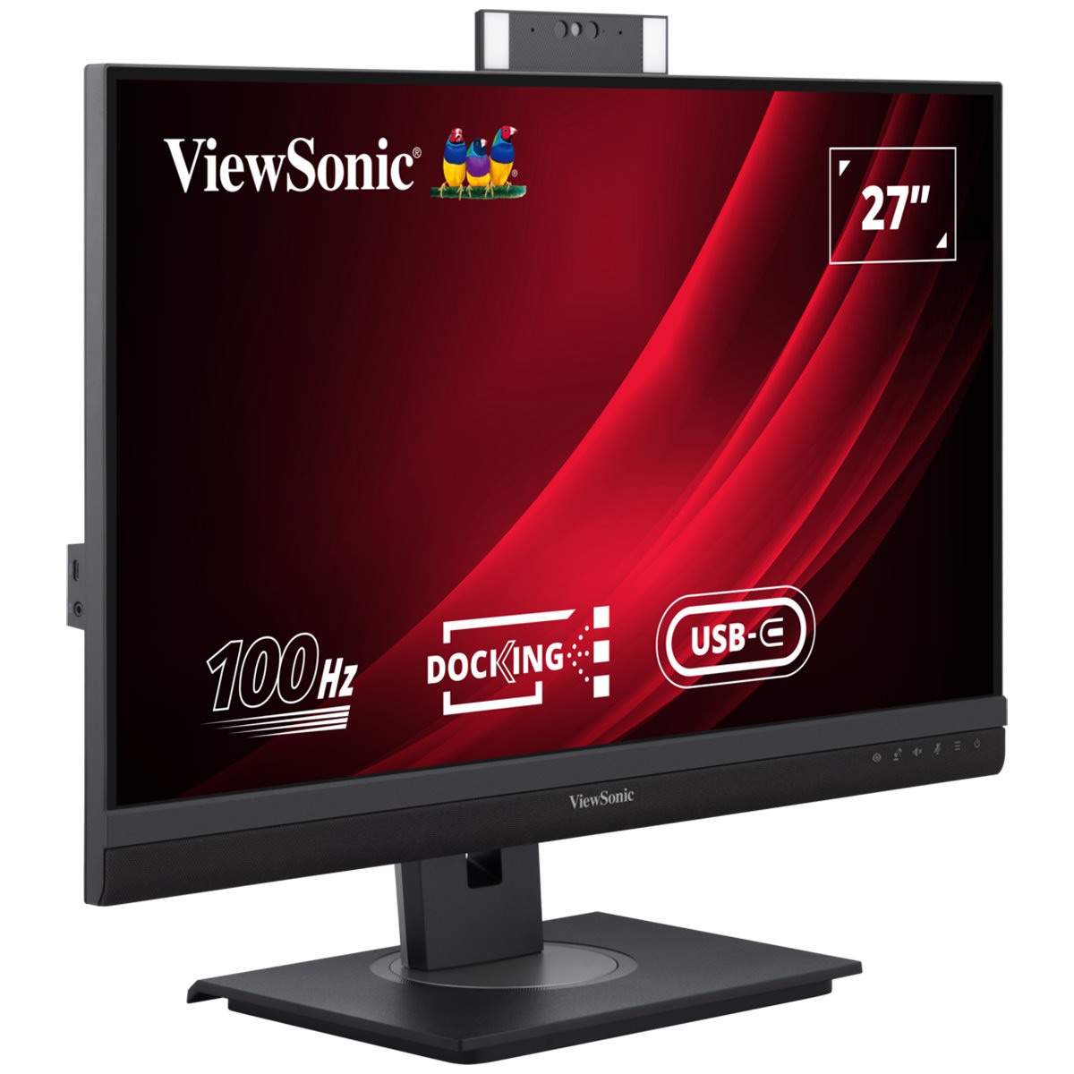 ViewSonic VG2757V-2K, 27'' (69cm) QHD 100Hz Videokonferenz-Docking-Monitor, Windows Hello, Zoom®-zertifizierter Pop-up-Webcam