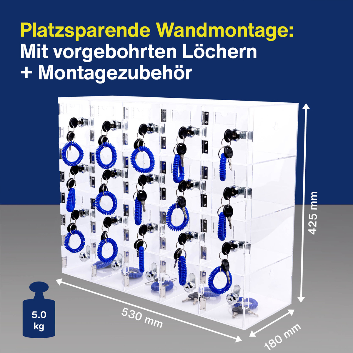 Magnetoplan Smartphone Storage Schrank Acryl, 20 jeweils verschließbare Fächer, Handy Tresor 
