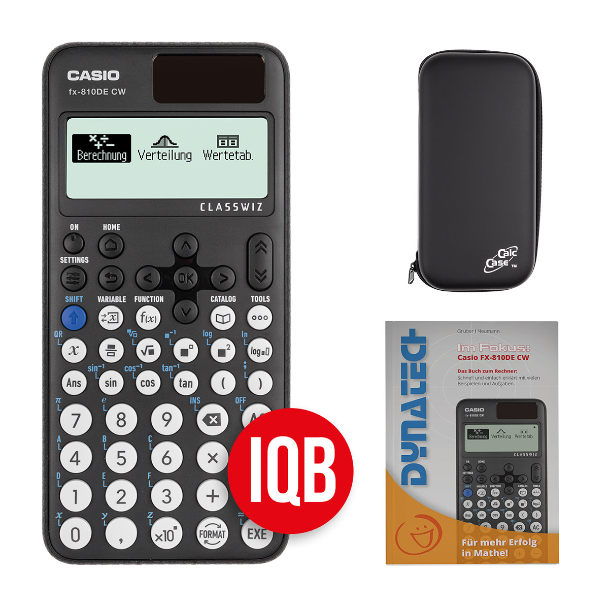 IQB Teacher Starter-Set: Casio FX-810 DE CW Schulrechner inkl. CalcCase Tiny Schutztasche und Im Fokus: Das Buch zum Rechner