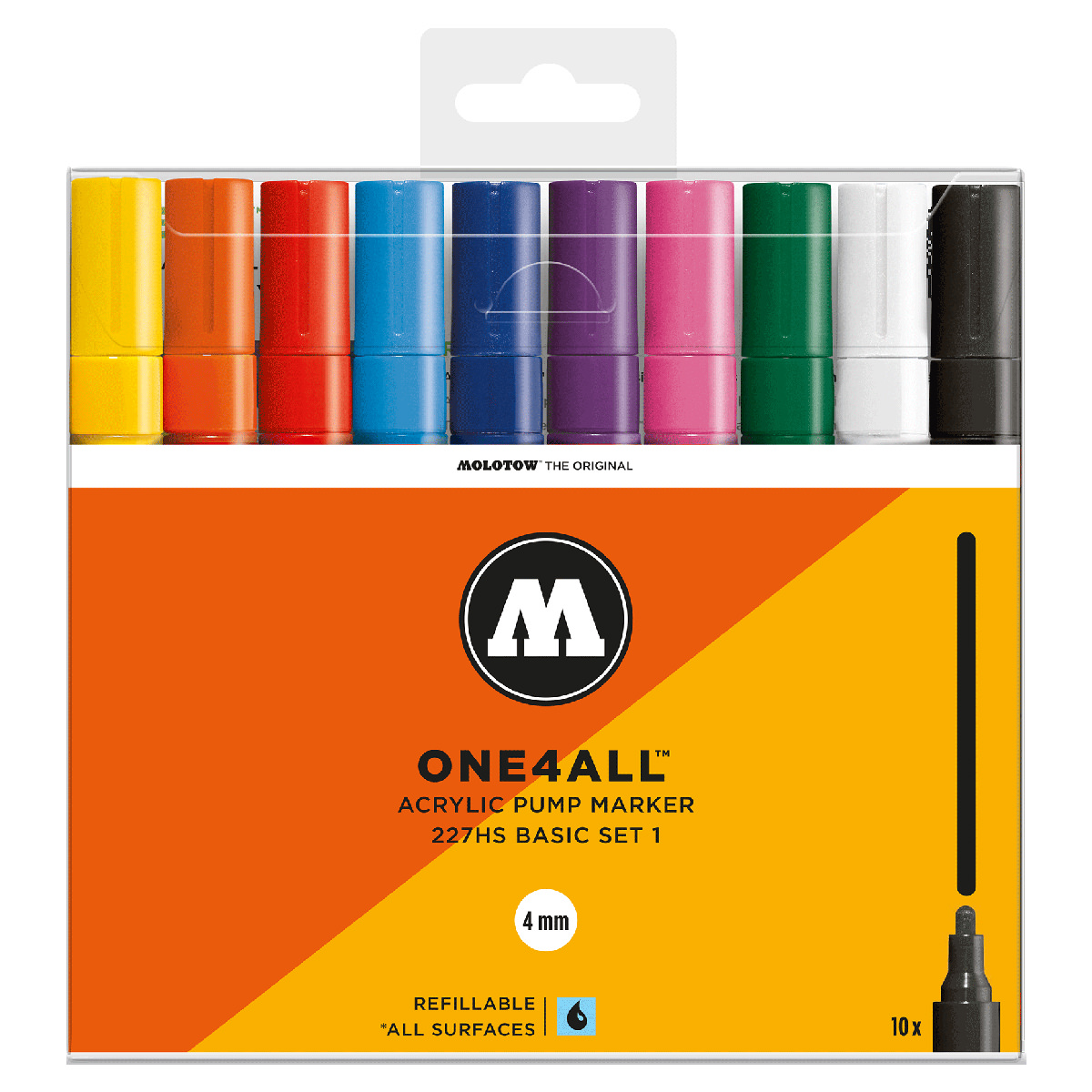 Molotow Acrylmarker ONE4ALL ACRYLIC 227HS 10er Etui, 4 mm, Basic Set 1 