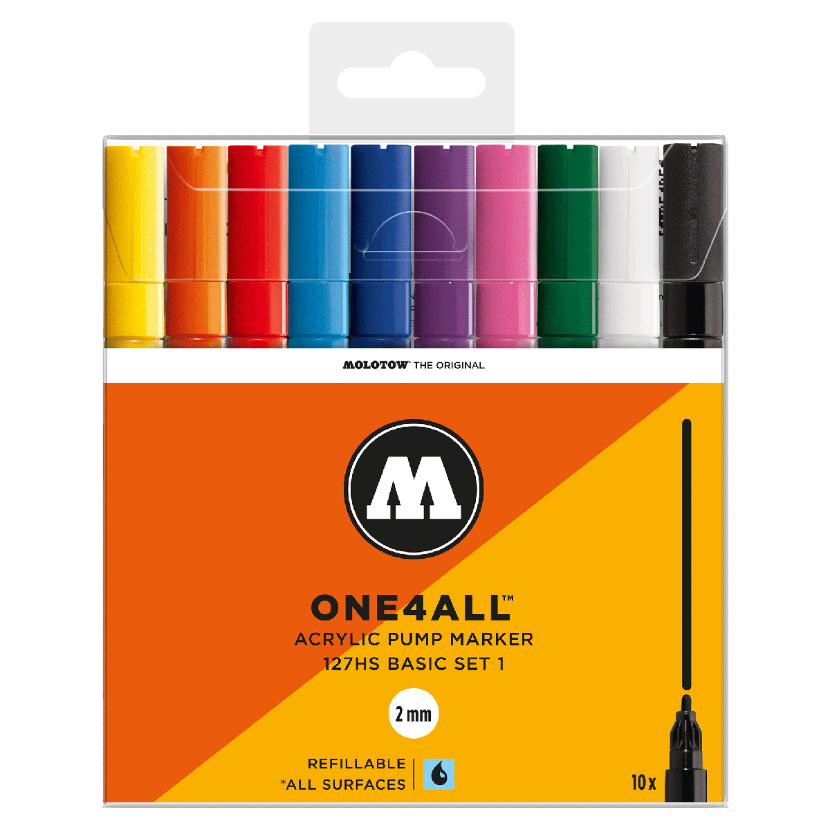 Molotow Acrylmarker ONE4ALL ACRYLIC 127HS 10er Etui, 2 mm, Basic Set 1 