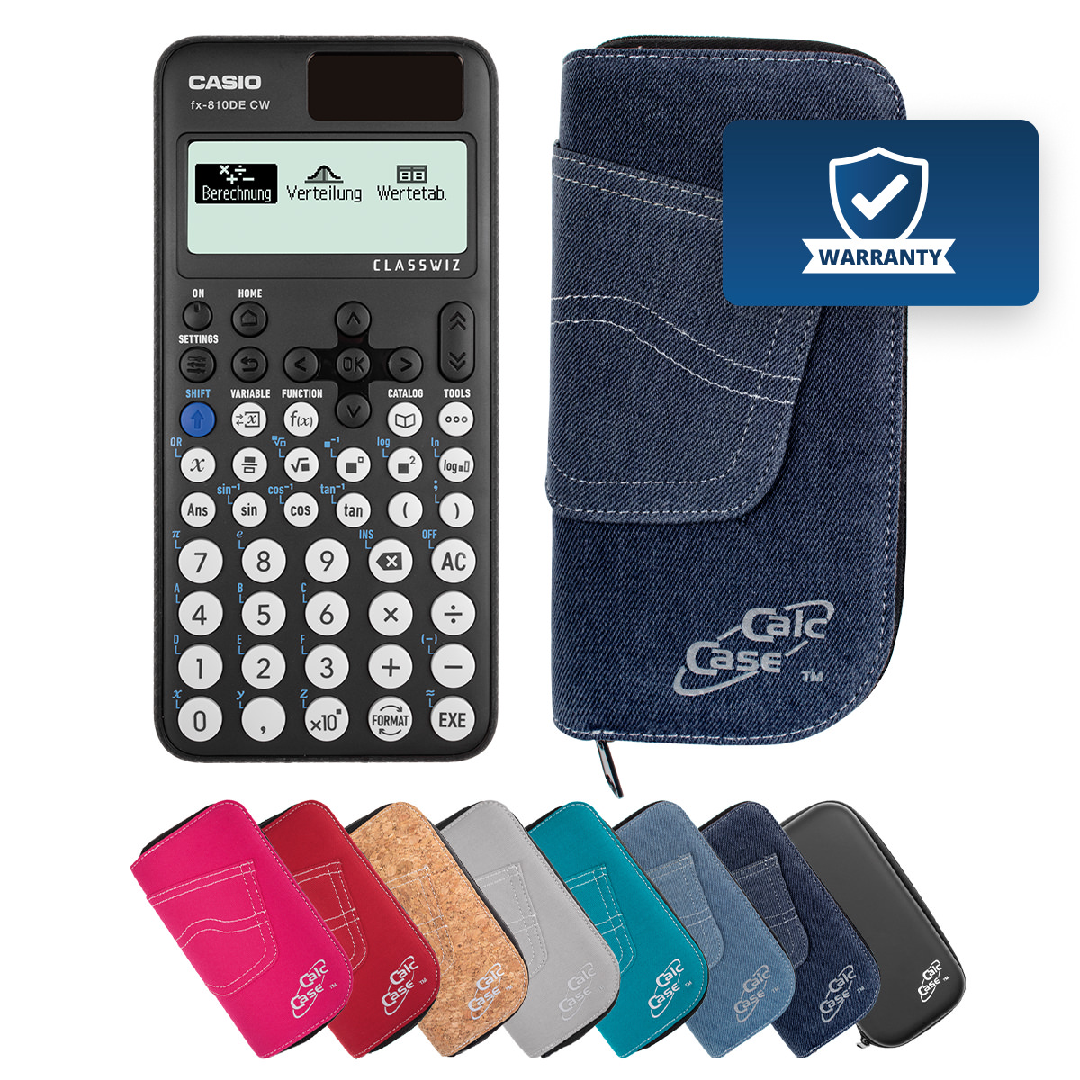 Casio FX-810 DE CW Schulrechner mit Schutztasche dunkelblau 