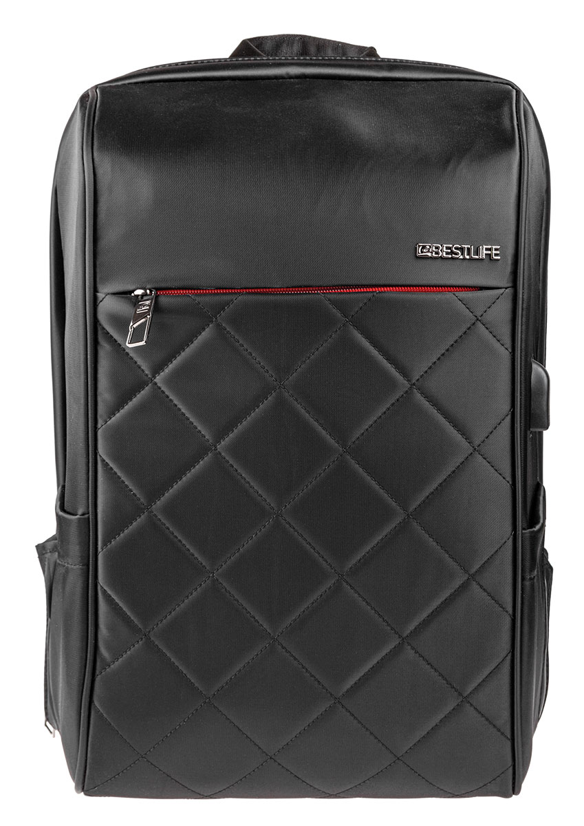 BESTLIFE TravelSafe Rucksack für Laptop bis 15,6 Zoll USB schwarz